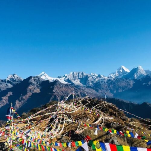 Himalayan mountain panorama from Ama Yangri Peak in Helambu, Nepal