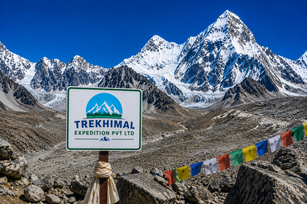 Climbers ascending Lobuche East Peak with panoramic Himalayan views after trekking to Everest Base Camp in Nepal.