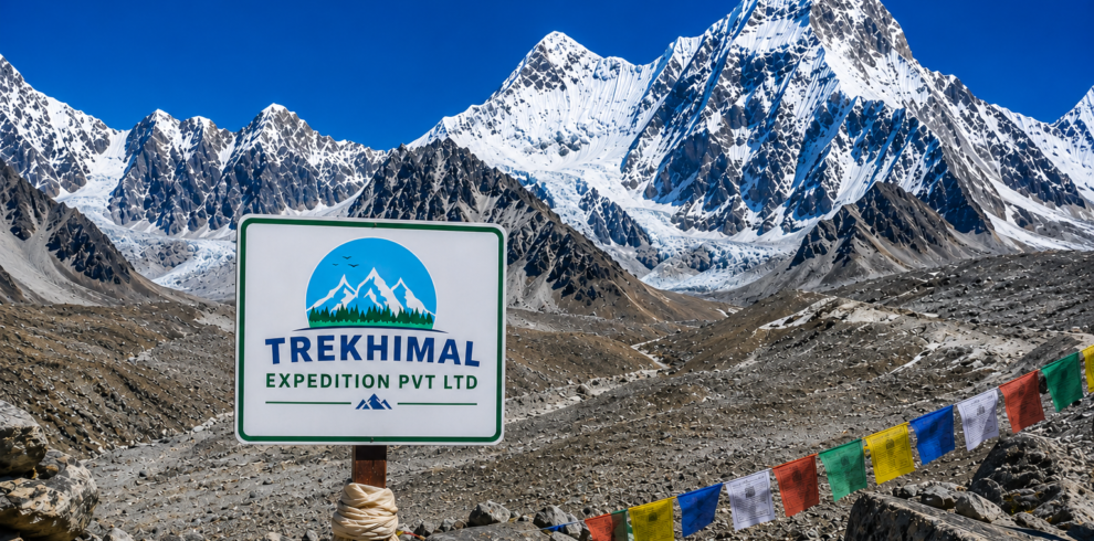 Climbers ascending Lobuche East Peak with panoramic Himalayan views after trekking to Everest Base Camp in Nepal.